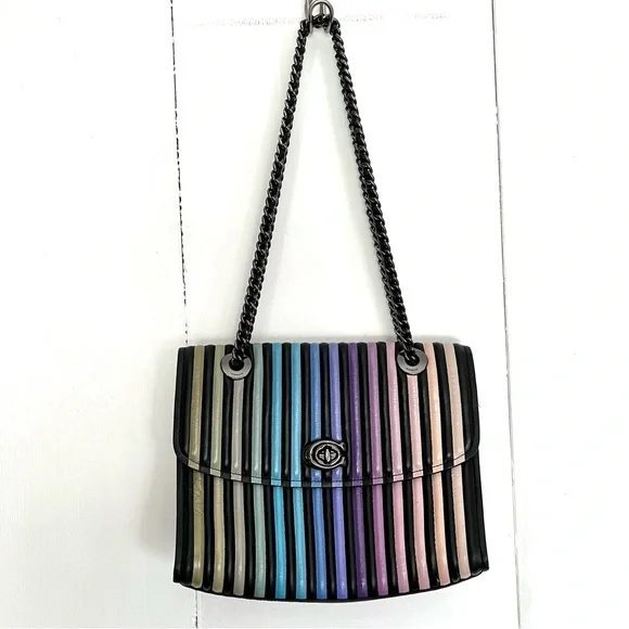 Coach Parker Rainbow Ombre Stripe Quilted Leather Convertible Shoulder Bag 52605 - Picture 1 of 11